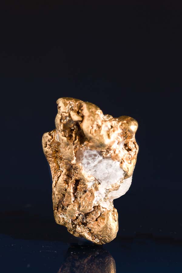 Beautiful Chunky Natural Gold Nugget with Quartz - 9.88 grams