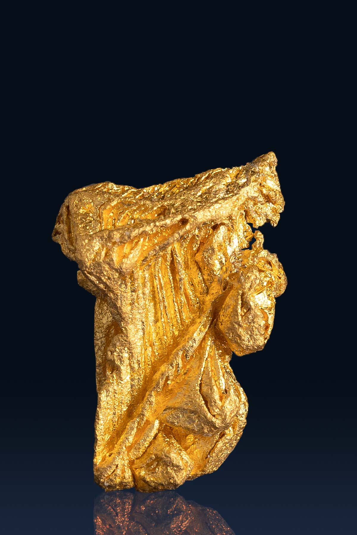 Beautifully Striated Crystallized Gold Nugget - Pontes, Brazil